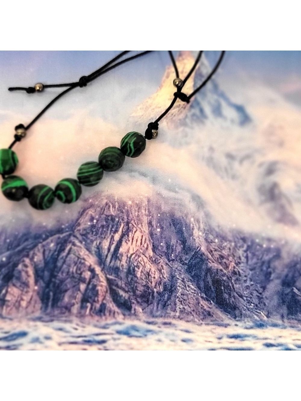 Malachite Gemstone Adjustable Slide Knot Bracelet 7.5"